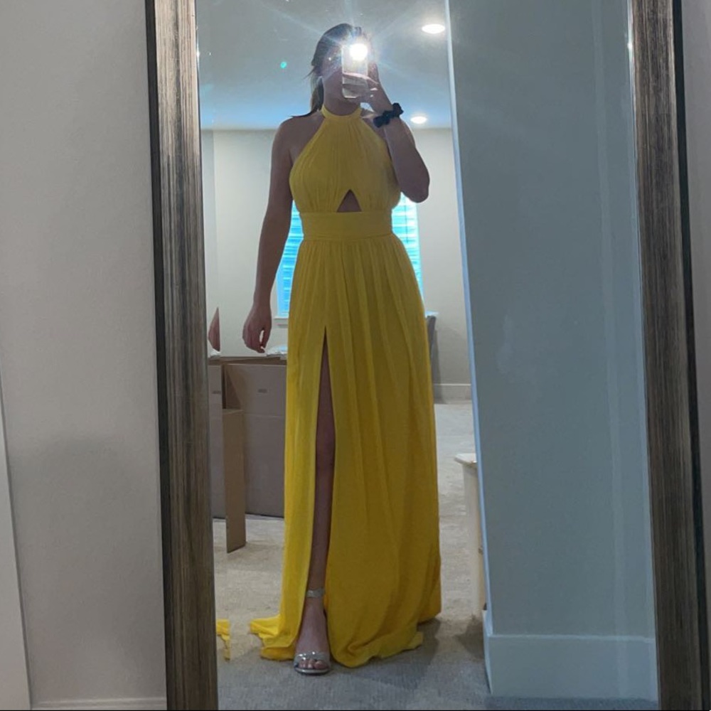 Yellow Formal Halter Top Dress